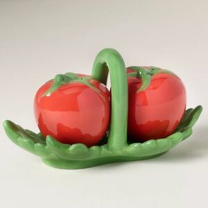 Anthropologie Tomato Dolomite Salt and Pepper Shakers